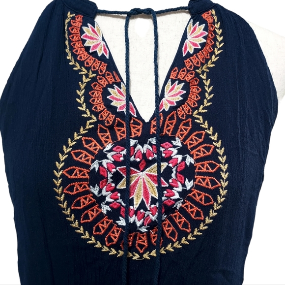 THML Embroidered V-neck Tassel Mini Dress, M - Picture 4 of 8